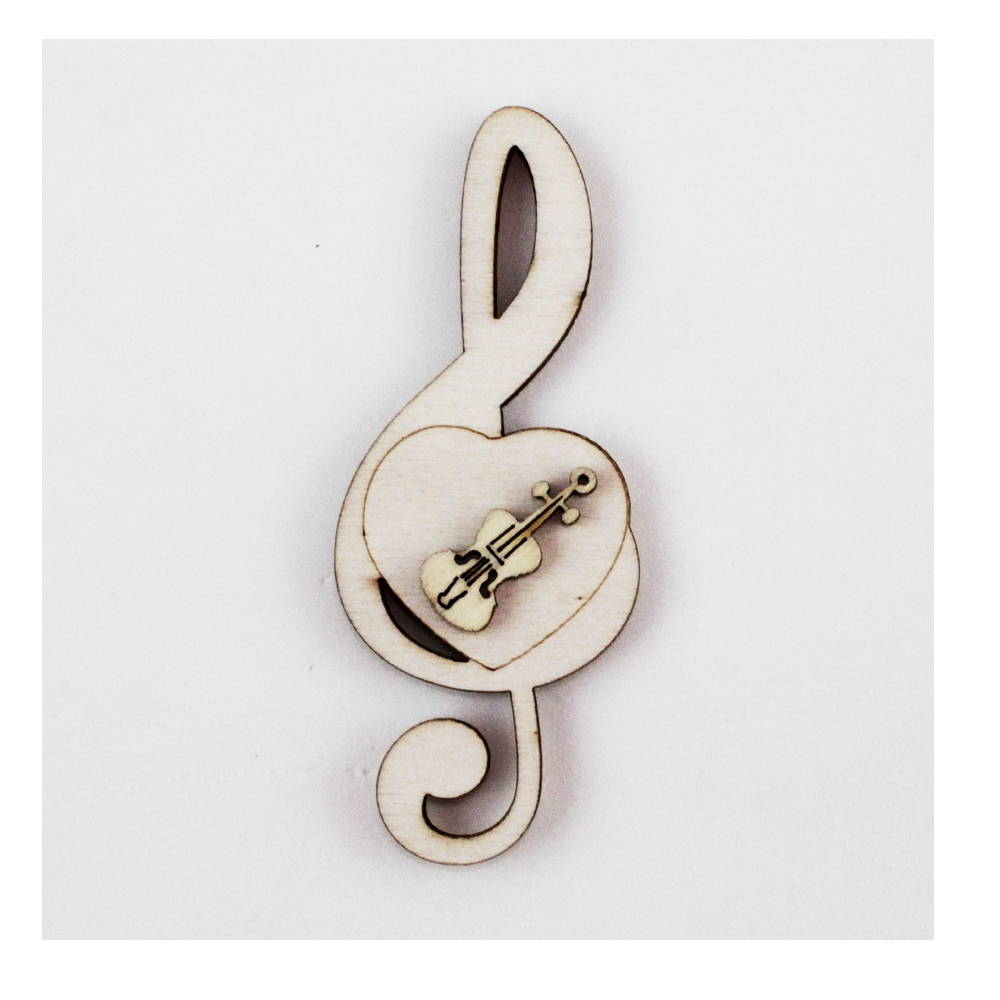 DLM Kit 12 Pezzi Calamite A Forma Di Cuore Con Chiave Di Violino E Angioletto - Bomboniere Musicali In Legno, 10x4 Cm, Ideali Per Comunioni E Matrimoni - 3