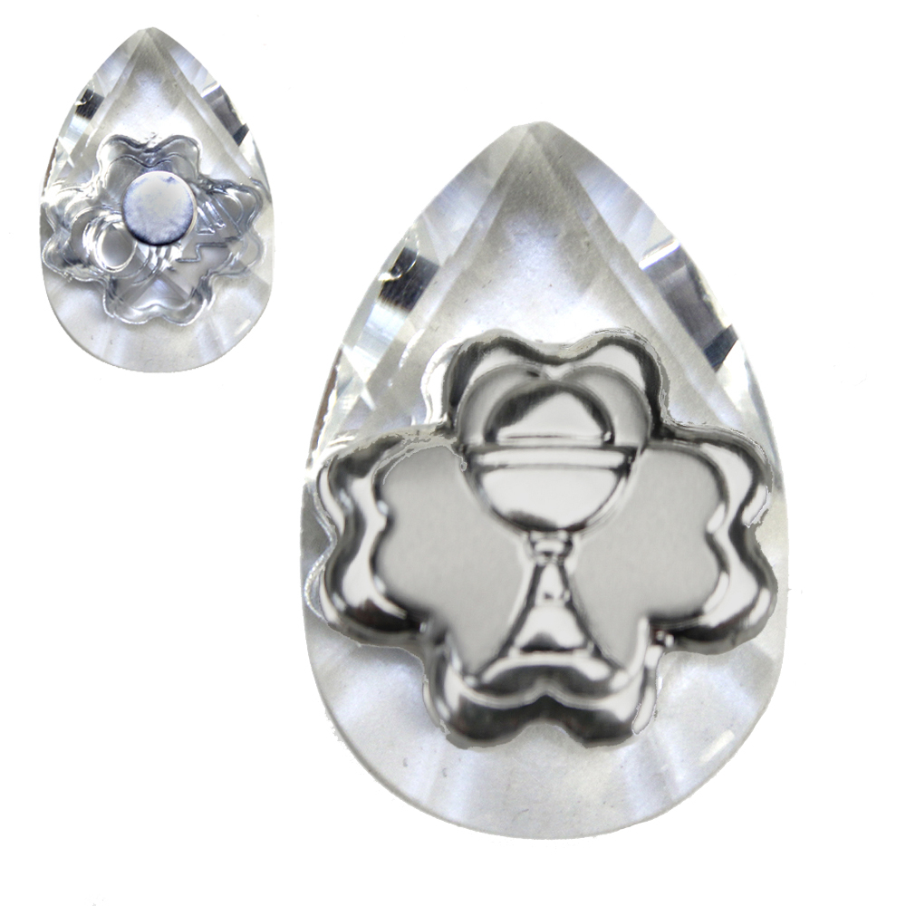 Calamita Magnete in Cristallo con Quadrifoglio Calice della Prima Comunione  Confettata Segnaposto - DLM