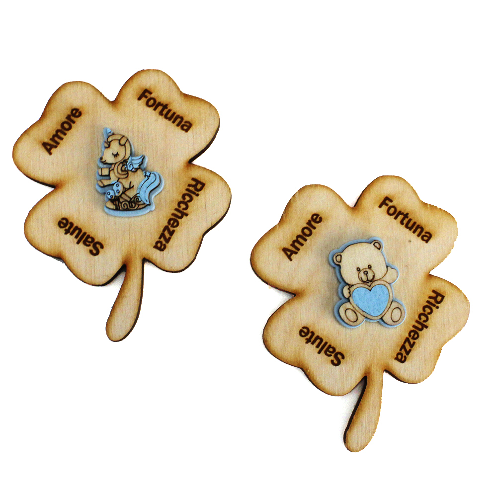 Kit 12 Magneti A Cuore Con Orsetto In Legno - Bomboniere E Segnaposto Per Nascita, Battesimo, Comunione, Matrimonio