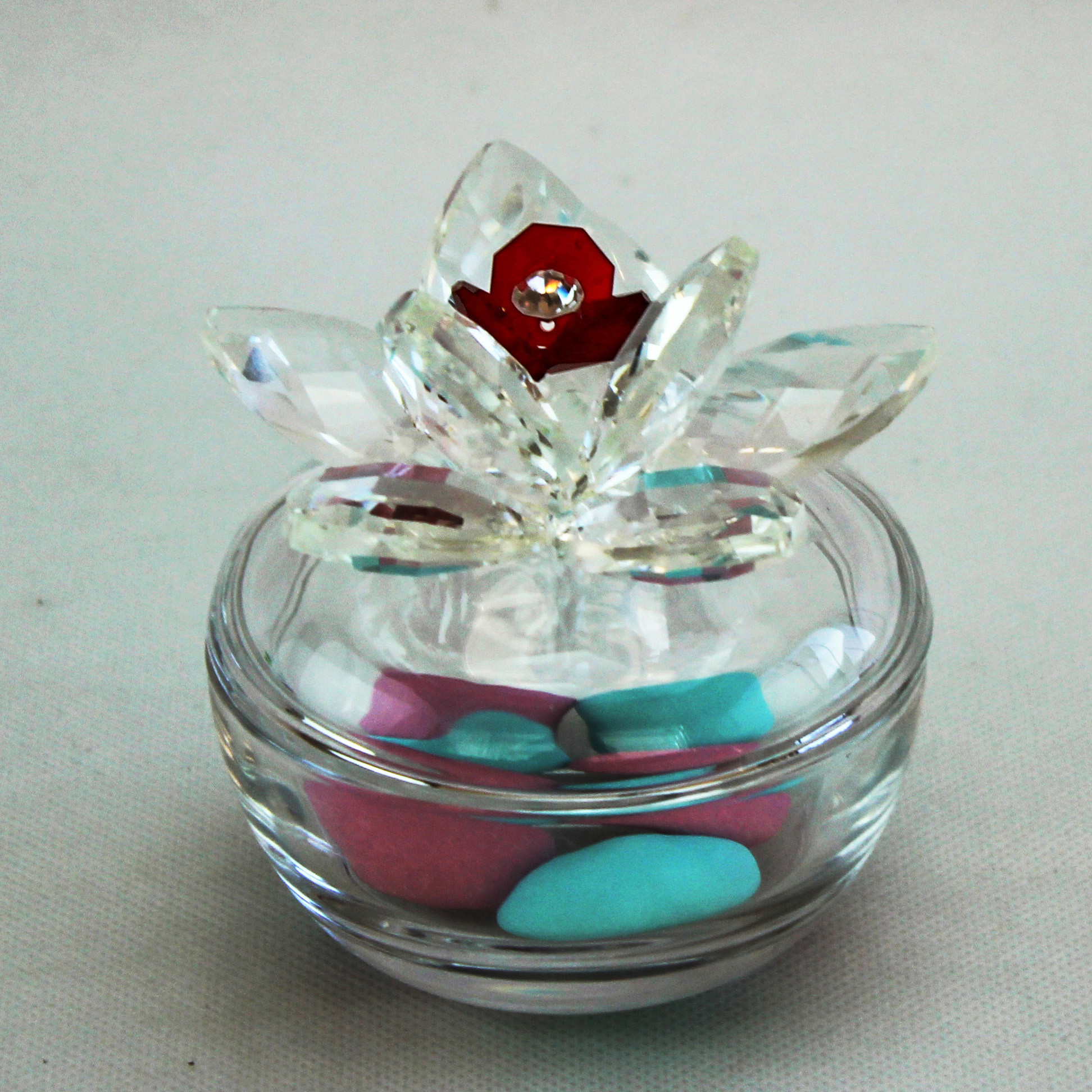 Scatola portagioie in vetro con fiore grande cristallo