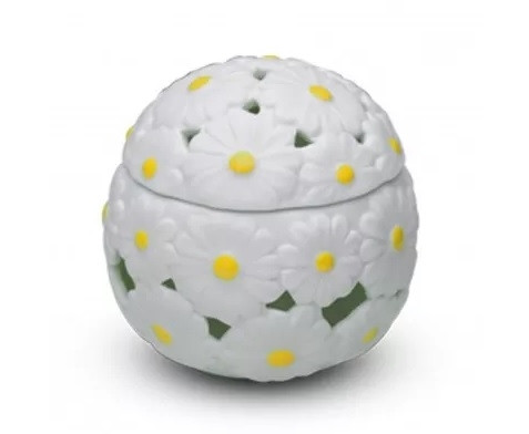 Scatolina in ceramica bianca con margherite