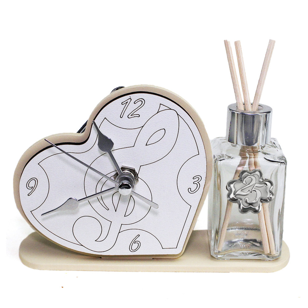 Profumatore Orologio Cuore con Chiave di Violino Sol 25 venticinquesimo Anniversario Diffusore Profumo