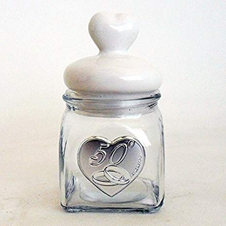 Barattolo cuore con piastra per 50 anniversario di nozze matrimonio