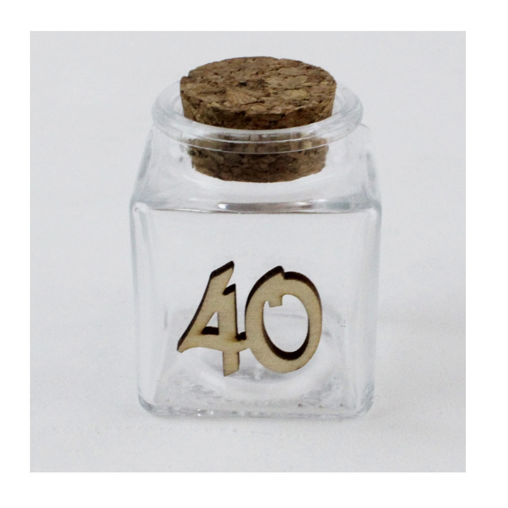 DLM - Barattolo in Vetro per 40 Quarantesimo Compleanno Anniversario di  Nozze Porta Confetti Spezie