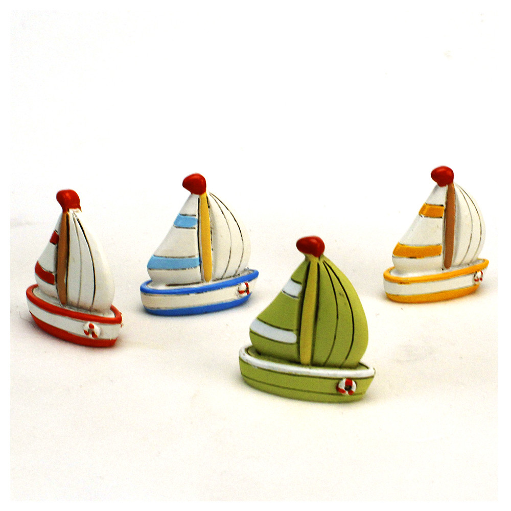 Barca a Vela Mare Marinaio in Resina Segnaposto Confettata Nascita Battesimo Compleanno_4x3,5 cm