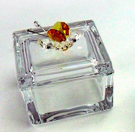 Scatola portagioie con farfalla in cristallo vari colori_Giallo_Grande 6.5x7x7cm