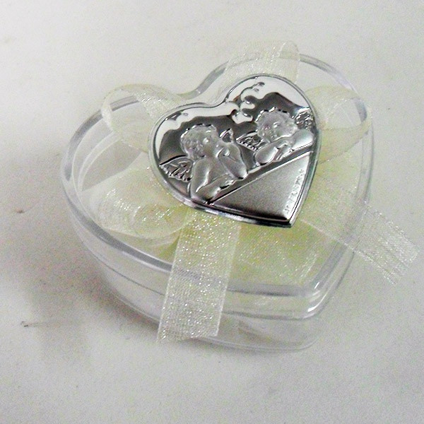 Scatolina cuore in plastica rigida con piastra degli Angeli