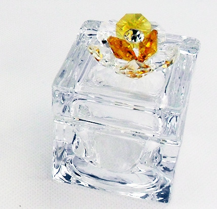 Scatola portagioie con fiore in cristallo vari colori_Giallo_Piccola 6.6x5x5cm