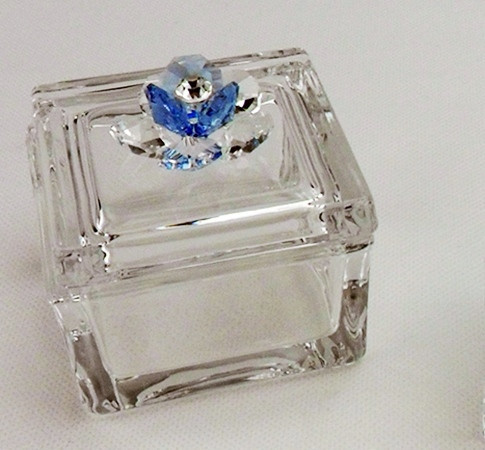 Scatola portagioie con fiore in cristallo vari colori_Azzurro_Grande 6.5x7x7cm