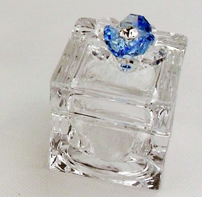 Scatola portagioie con fiore in cristallo vari colori_Azzurro_Piccola 6.6x5x5cm