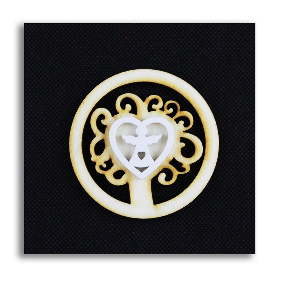 Calamita Albero della Vita in legno Bianco con Angelo Angioletto Cuore Confettata Segnaposto