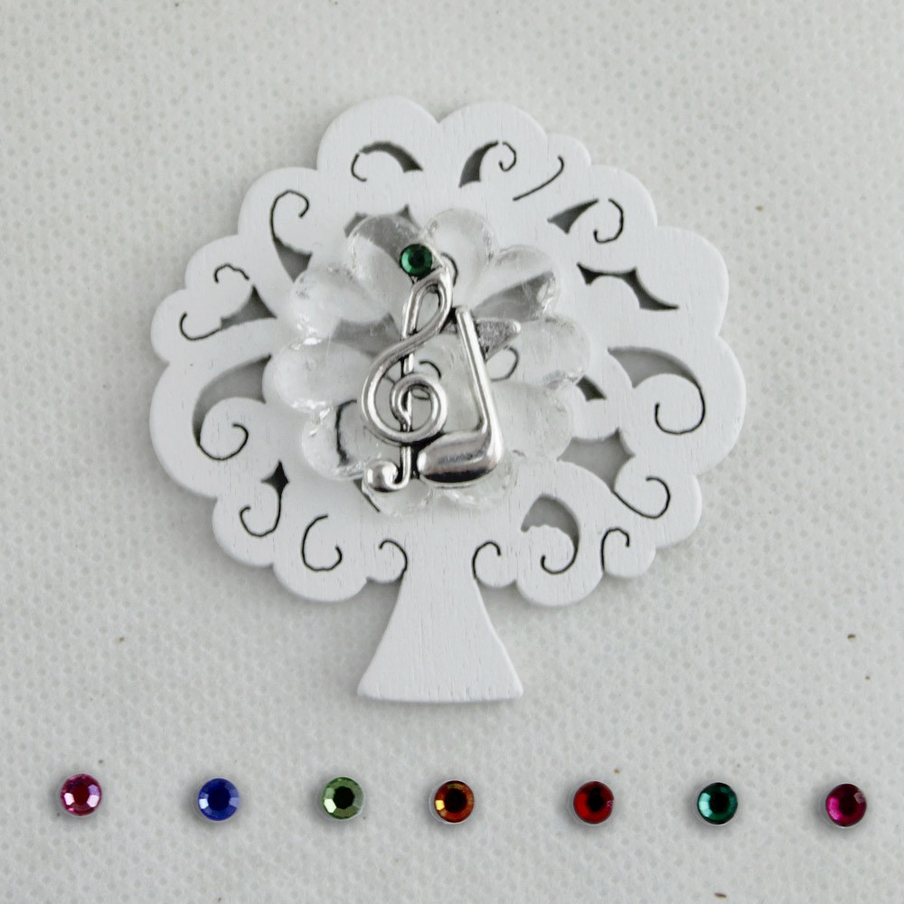 Kit 12 Calamite Musicali In Cristallo Con Chiave Di Violino – Magneti A Forma Di Nota Con Strass Colorati Assortiti – Bomboniere E Segnaposto Originali