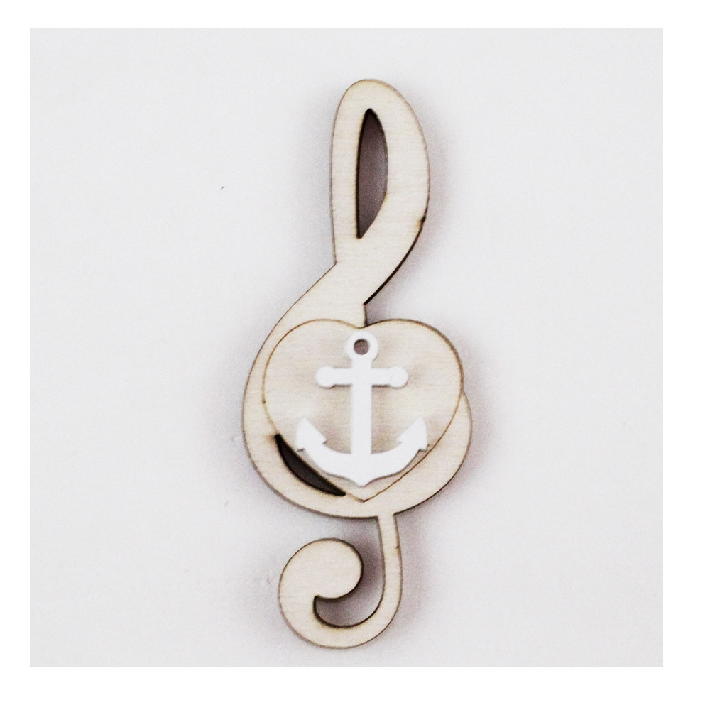 Calamita Magnete Cuore Chiave di Sol Violino Musica Ancora Bianca Marinaio Mare in legno Segnaposto
