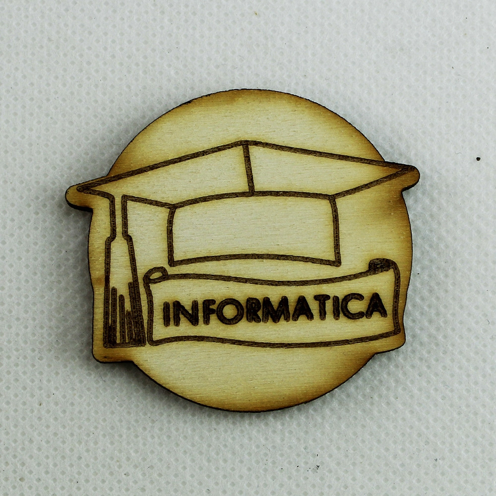 Calamita Magnete Legno Confettata Segnaposto Laurea in Informatica