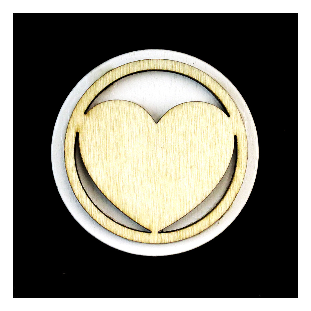 Calamita Magnete Tonda Cuore in legno Matrimonio Battesimo Nascita Compleanno Segnaposto Pensierino Confettata