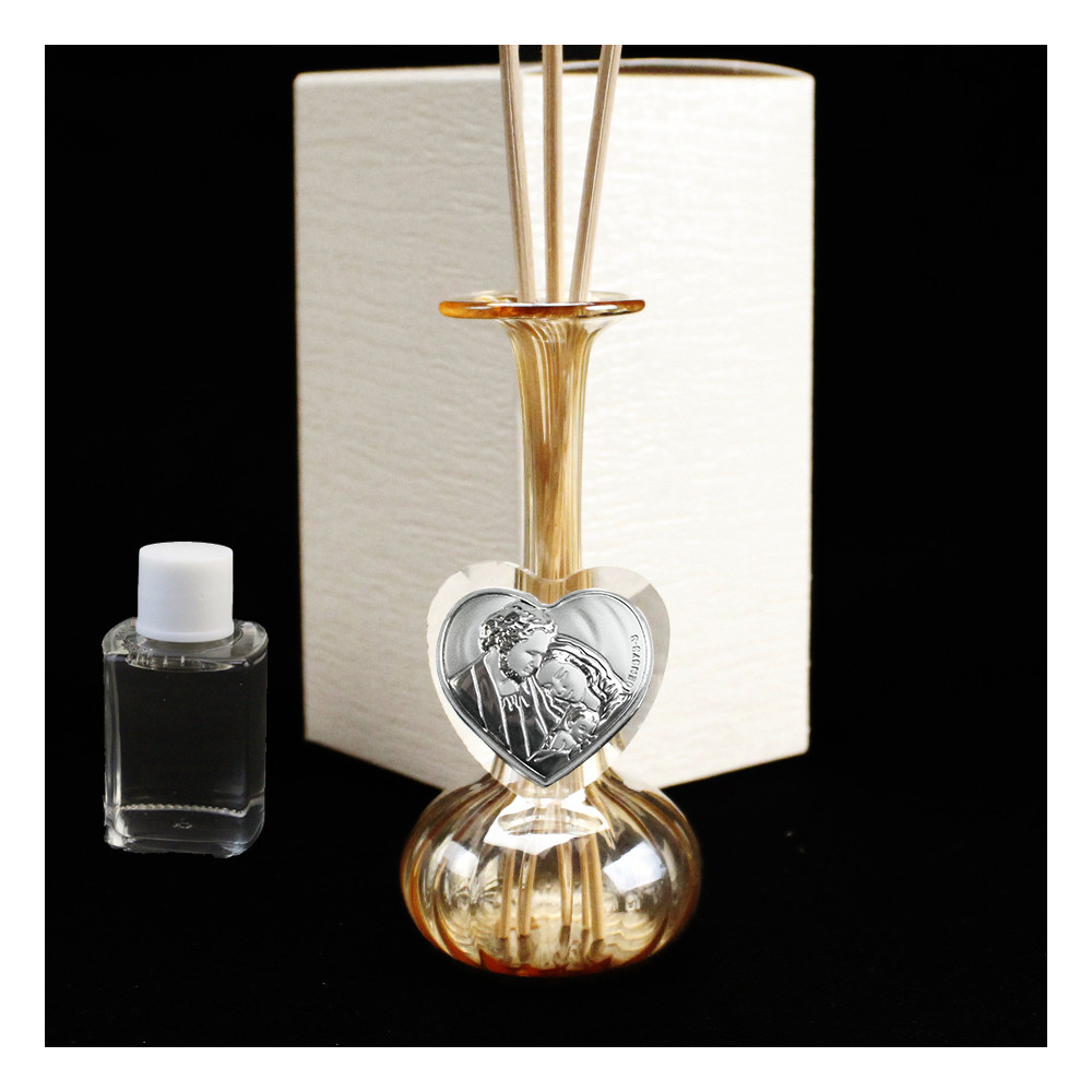 Diffusore Profumatore con Cuore in Cristallo e Sacra Famiglia in vetro soffiato Profumo