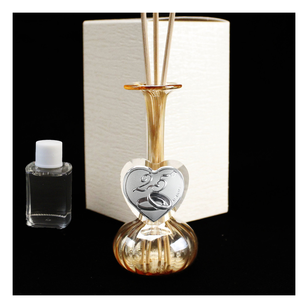 Diffusore Profumatore con Cuore in Cristallo Fedi Nuziali 50 Anniversario D'oro Cinquantesimo Matrimonio Profumo