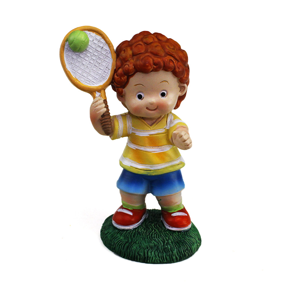 Icona grande in Resina Bimbo Ragazzo Racchetta Pallina Tennis segnaposto confettata
