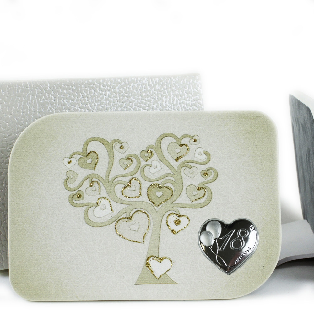 Icona in Ecopelle 18 Diciottesimo Compleanno Albero della Vita Oro Cuore Confettata Idea Regalo