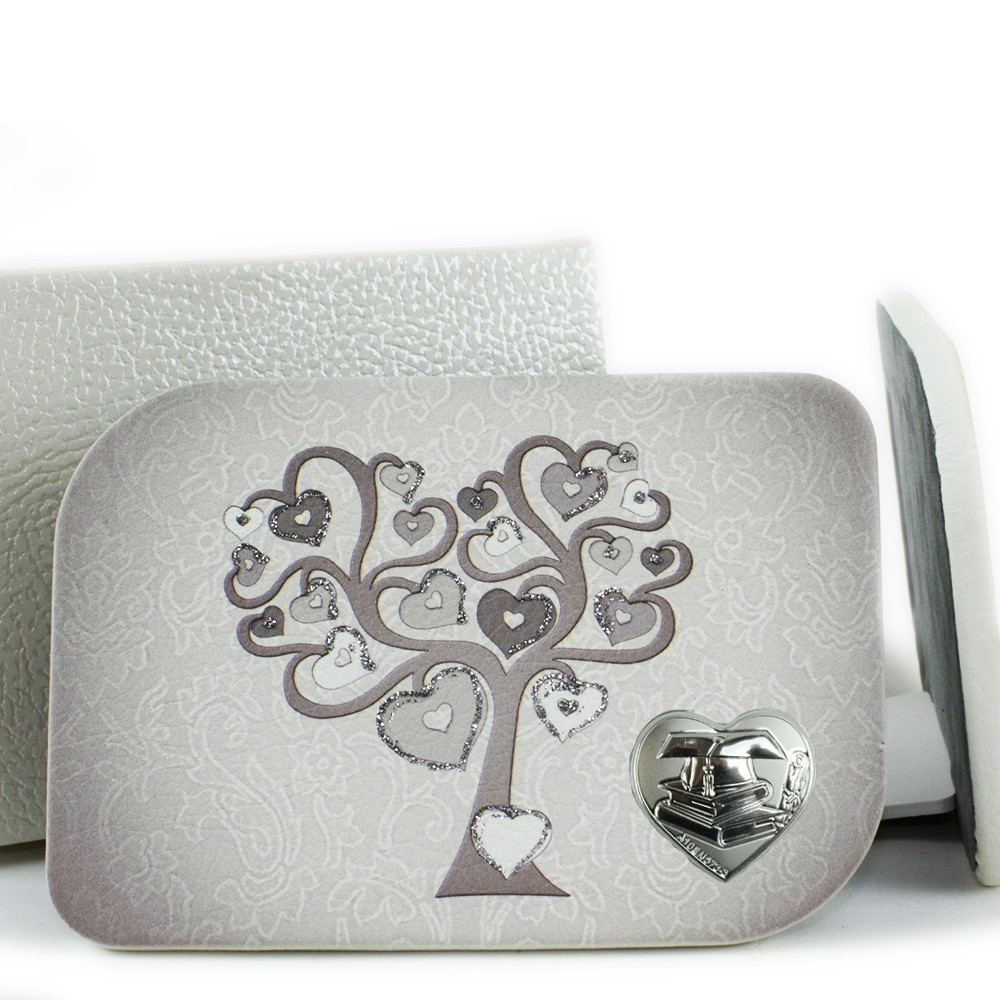Icona in Ecopelle Laurea Cappello Pergamena Albero della Vita Argento Cuore Confettata Idea Regalo