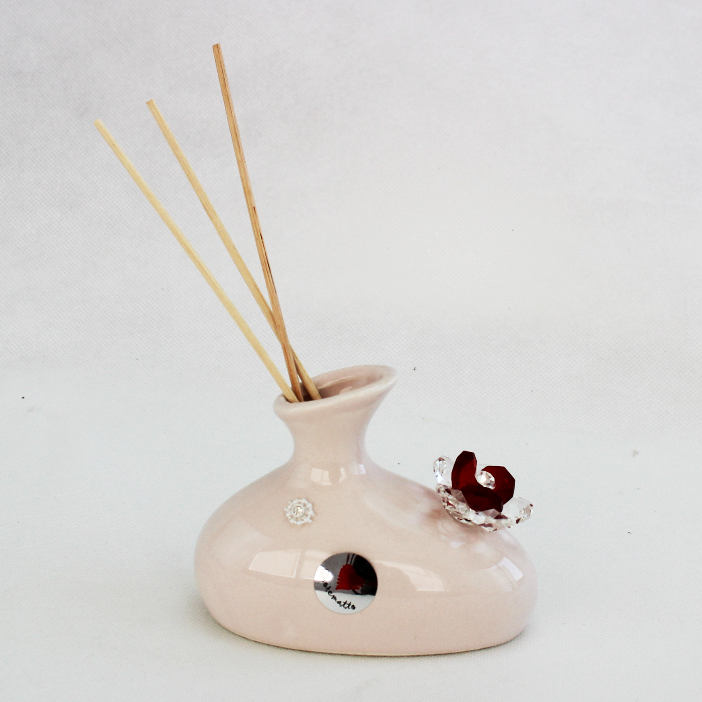 Profumatore in ceramica con fiore cristallo_Rosso