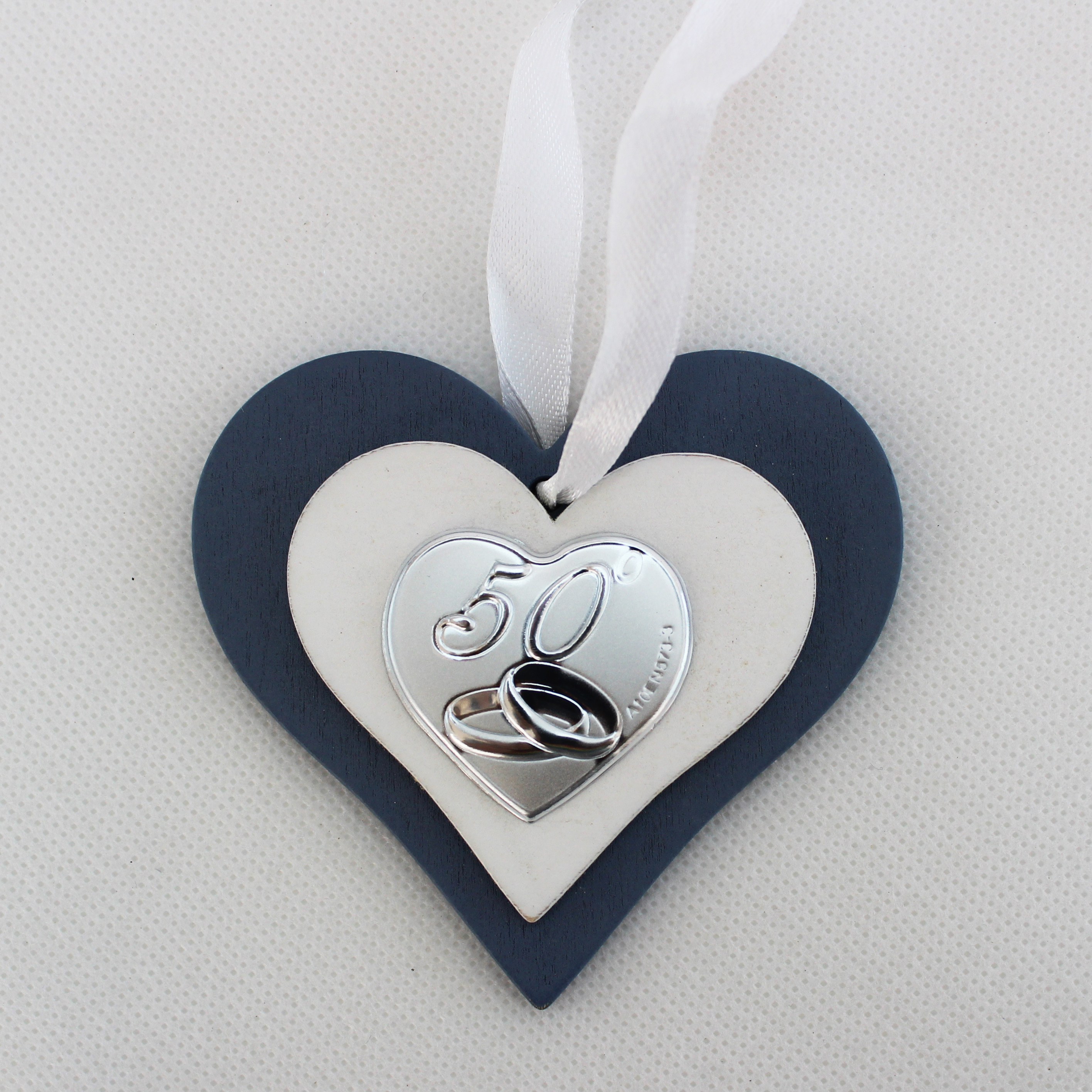 Icona cuore in legno per 50 anniversario matrimonio con scatola (kit 12 pezzi)
