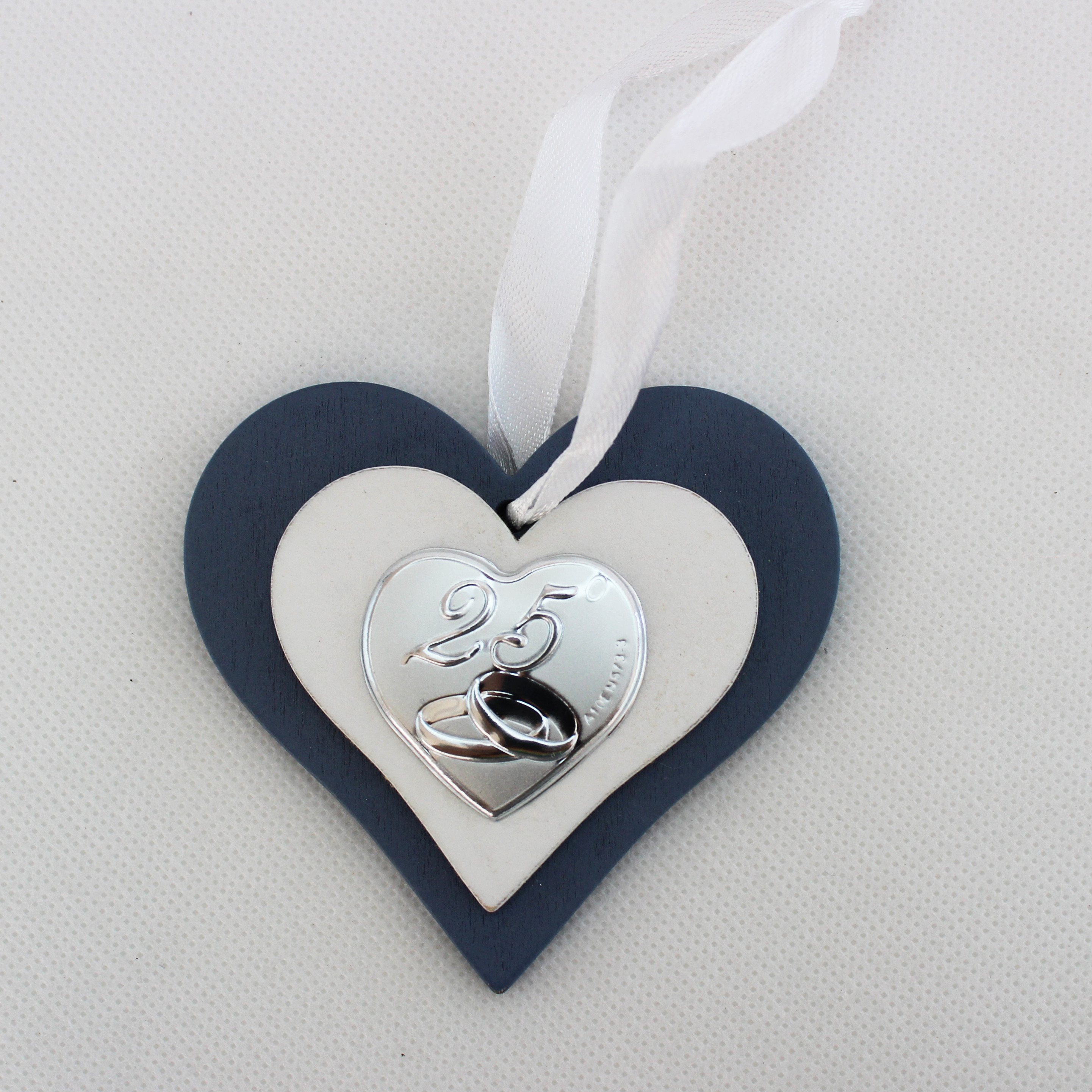 Icona cuore in legno per 25 anniversario matrimonio con scatola (kit 12 pezzi)