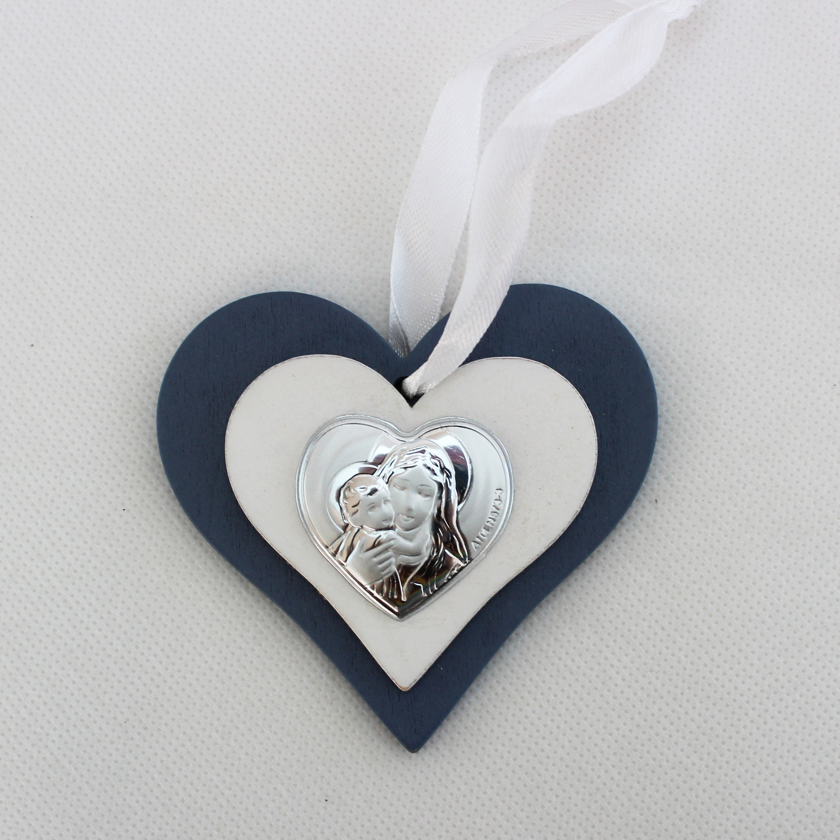 Icona cuore in legno con Madonna con scatola (kit 12 pezzi)
