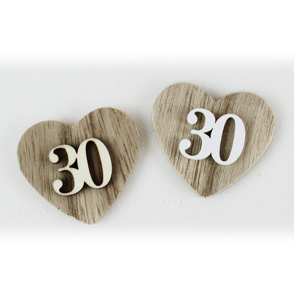 Bomboniera compleanno 30 anni numero 30 segnaposto legno glitter fe