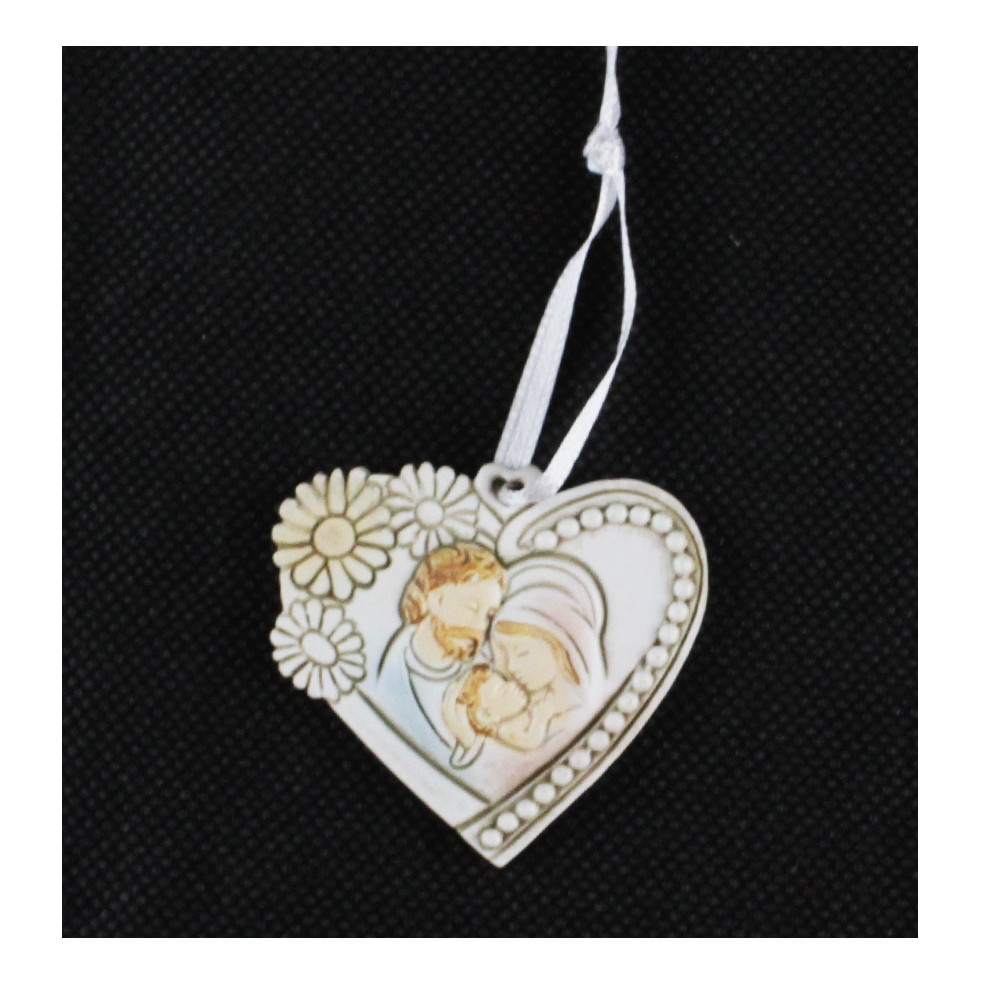 Magnete Calamita Cuore in Resina con Sacra Famiglia Confettata Segnaposto