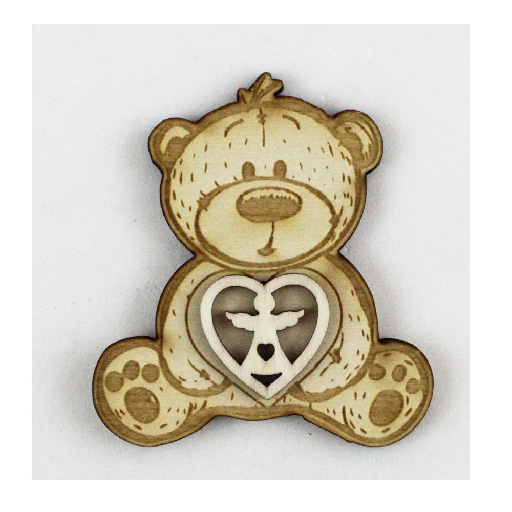 DLM - Magnete Calamita Appendino Coppia Doppio Cuore In Legno Confettata Segnaposto