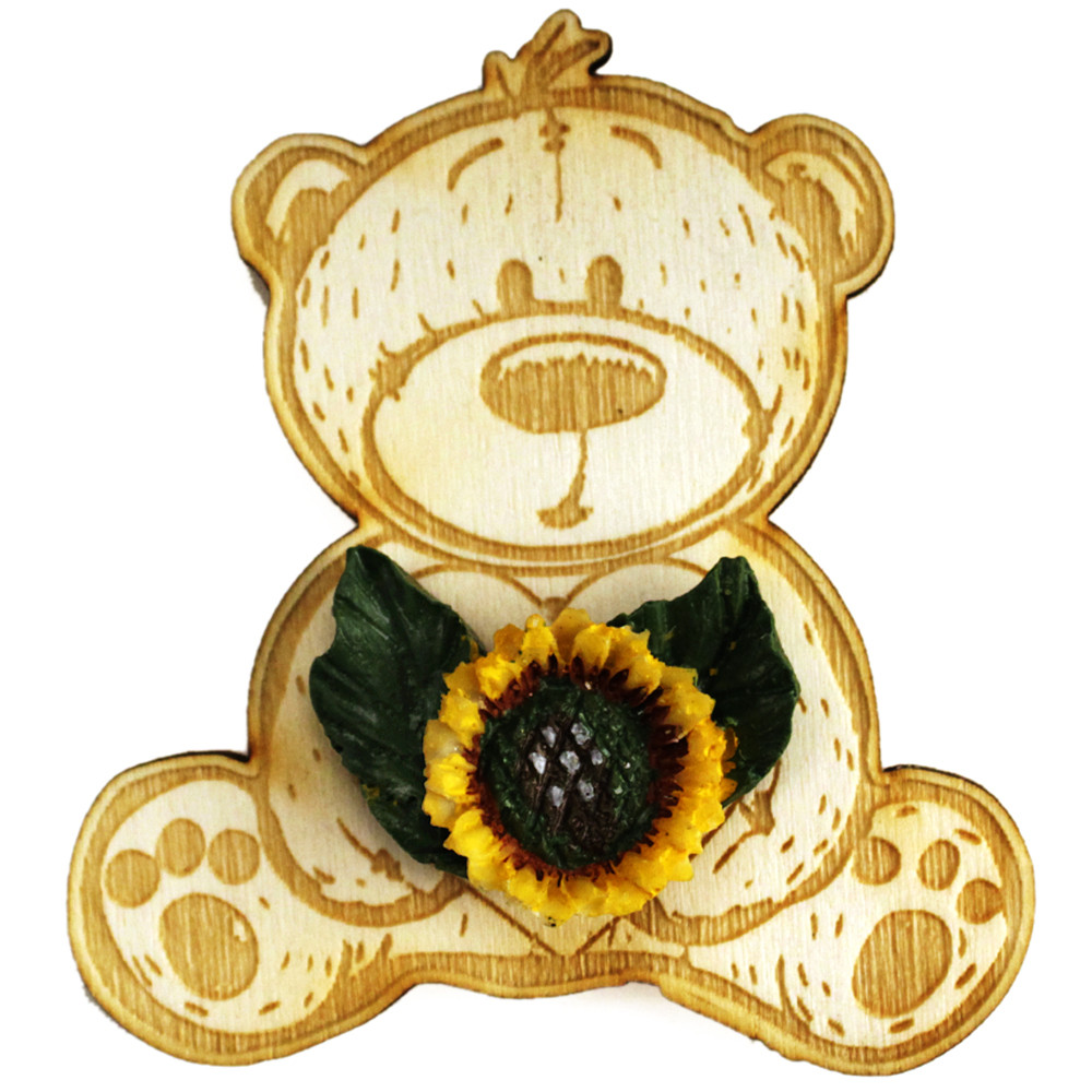 Magnete Calamita Orso Orsetto Girasole Fiore in Resina Segnaposto Confettata 