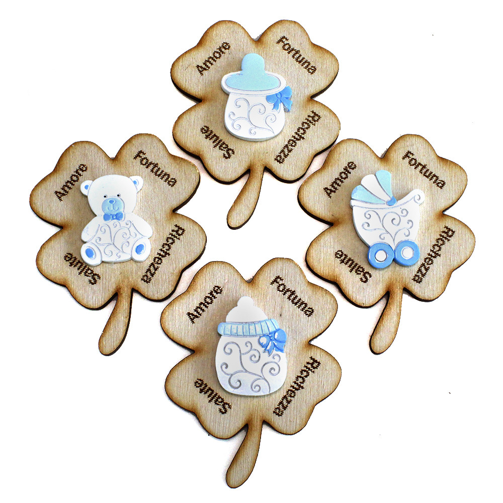 Kit 12 Magneti A Cuore Con Orsetto In Legno - Bomboniere E Segnaposto Per Nascita, Battesimo, Comunione, Matrimonio