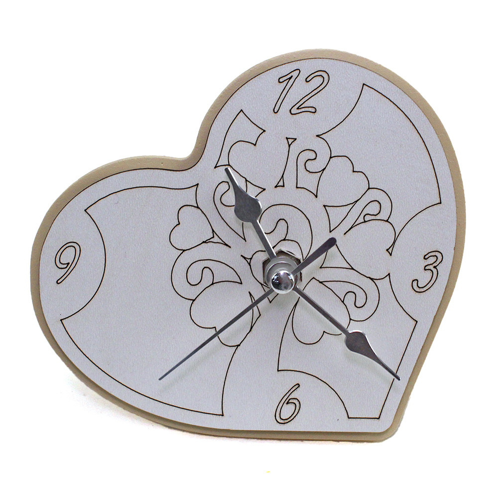 Orologio Cuore con Albero della Vita inciso in legno per Nozze Battesimo Comunione da Scrivania