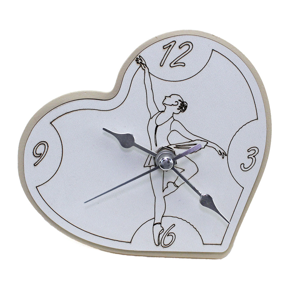 Orologio Cuore con Ballerina Danza Classica Dance inciso in legno Festa 18 Anni Diciottesimo Compleanno da Scrivania