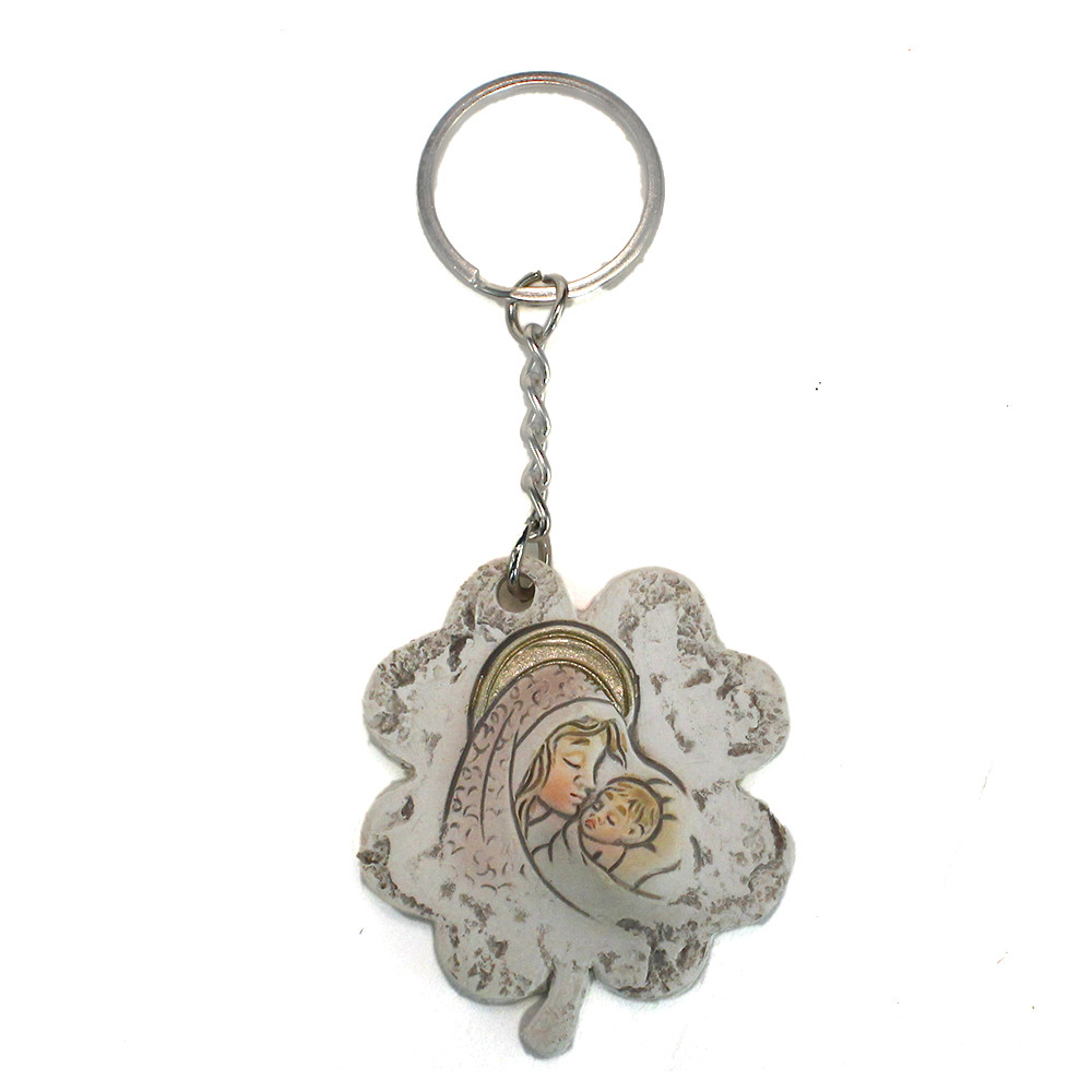 Portachiavi Claraluna 2024 argento cuore quadrifoglio con strass l.5cm