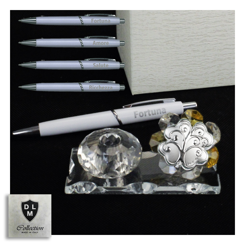 DLM25214 Calamite Portafortuna Quadrifoglio Albero Della Vita - Kit 12 Pezzi Per Bomboniere