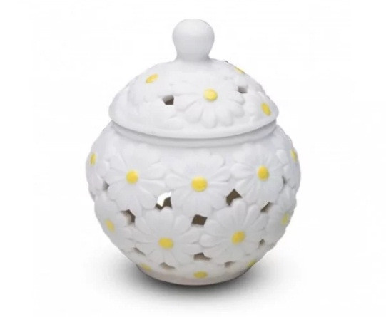 Potiche cofanetto, ceramica decoro margherite _grande