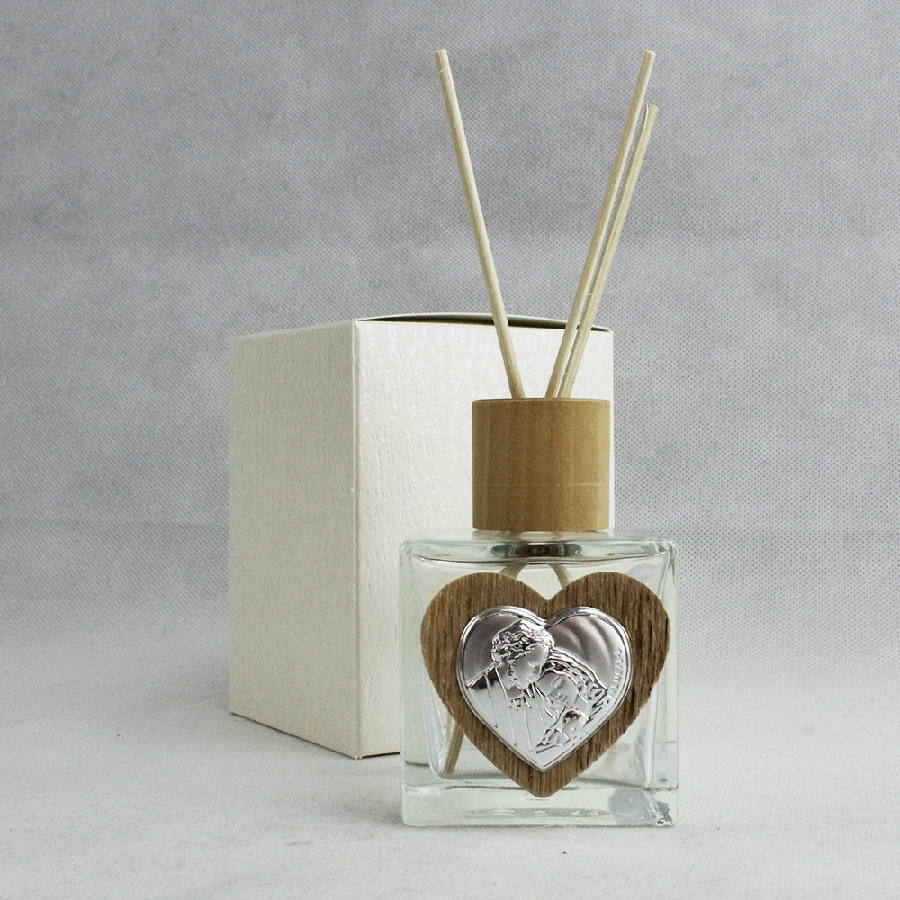 Profumatore Barattolo in Vetro Cuore in Legno e Sacra Famiglia