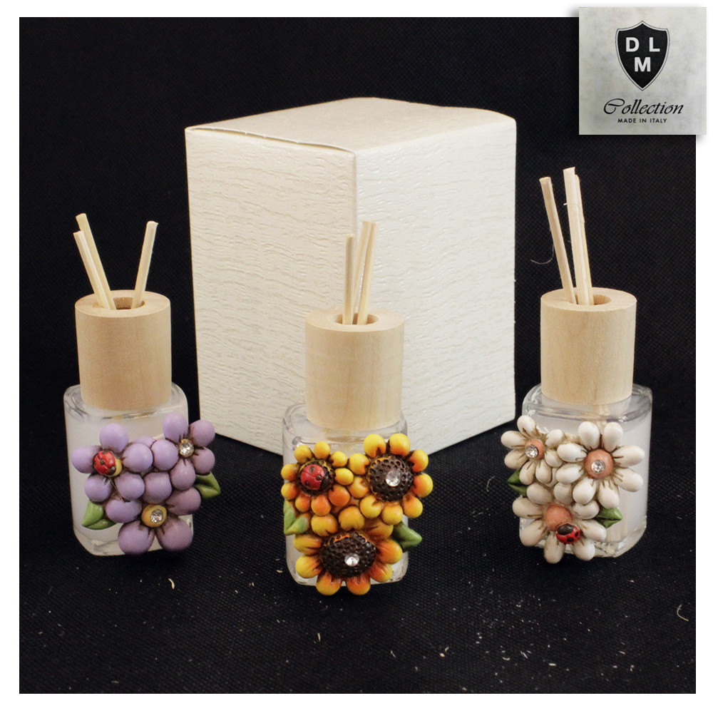 Profumatore Barattolo in Vetro e Legno Margherita Fiore Girasole per Ambienti Profumo Battesimo Matrimonio Comunione