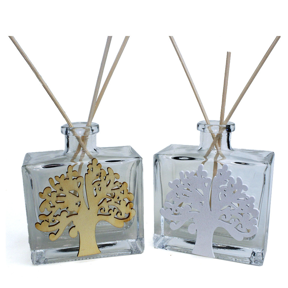Profumatore Esagonale in Vetro con Albero della Vita Life Tree Comunione Nozze Matrimonio Diffusore per Ambienti Profumo