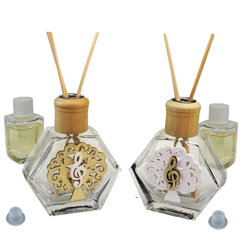 Profumatore Esagonale in Vetro con Albero della Vita Life Tree e Chiave di Violino Sol Musica Diffusore per Ambienti Profumo