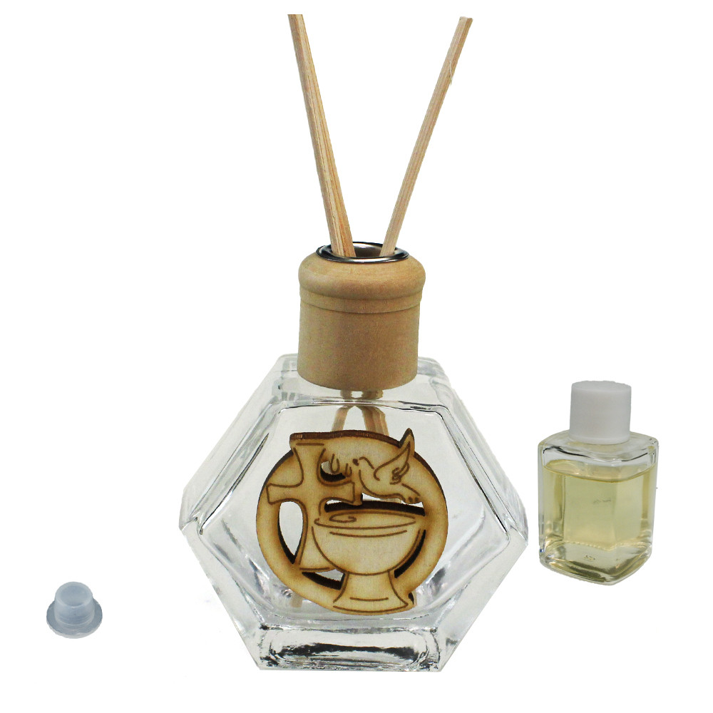 Profumatore Esagonale in Vetro con Battesimo Fonte Battesimale Diffusore per Ambienti Profumo