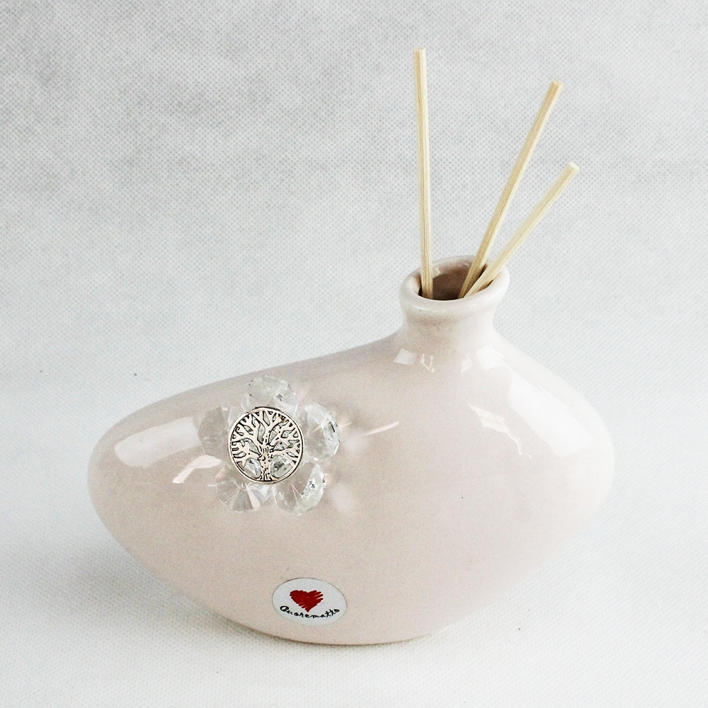 DLM - Bomboniera Profumatore in ceramica bianca con Fiore