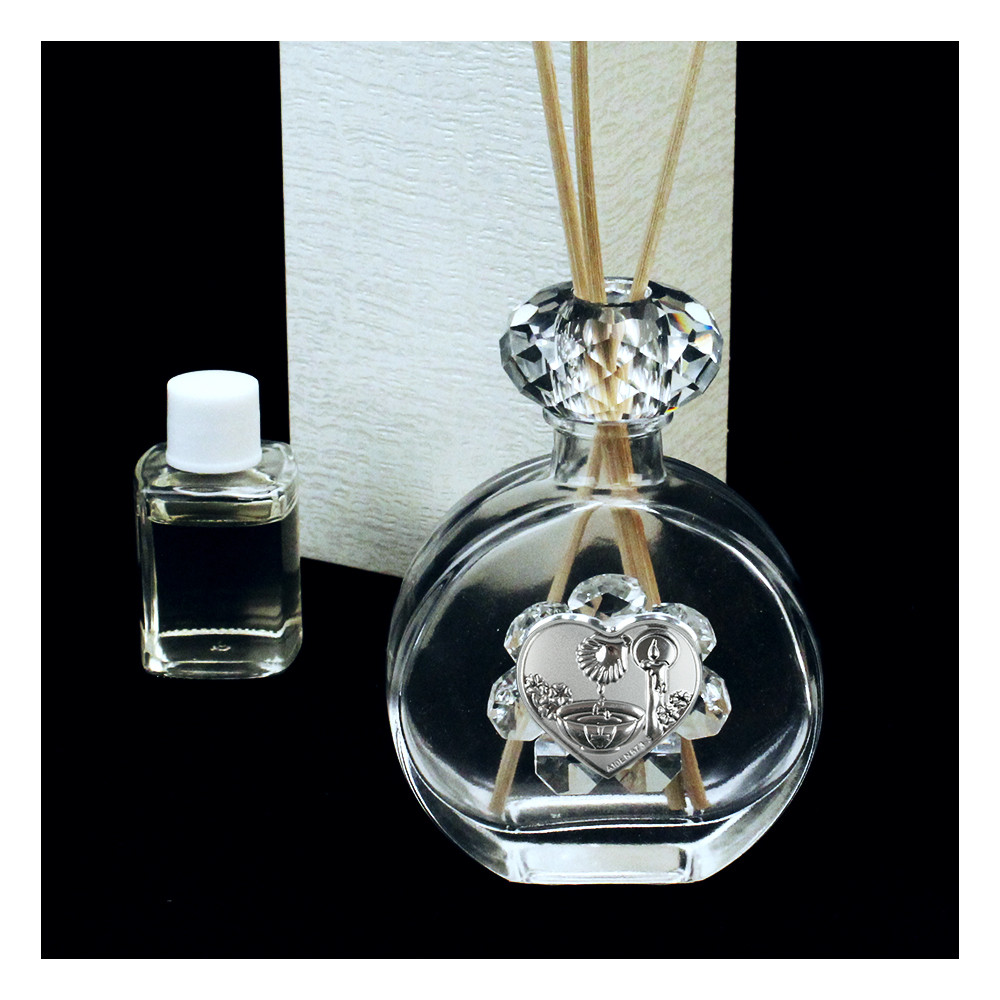 Profumatore in Cristallo con Cuore Battesimo Fonte Battesimale Diffusore per Ambienti Profumo
