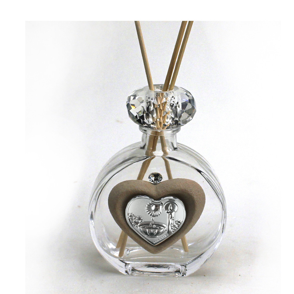 Profumatore in Cristallo con Cuore Battesimo Fonte Battesimale Diffusore per Ambienti Profumo
