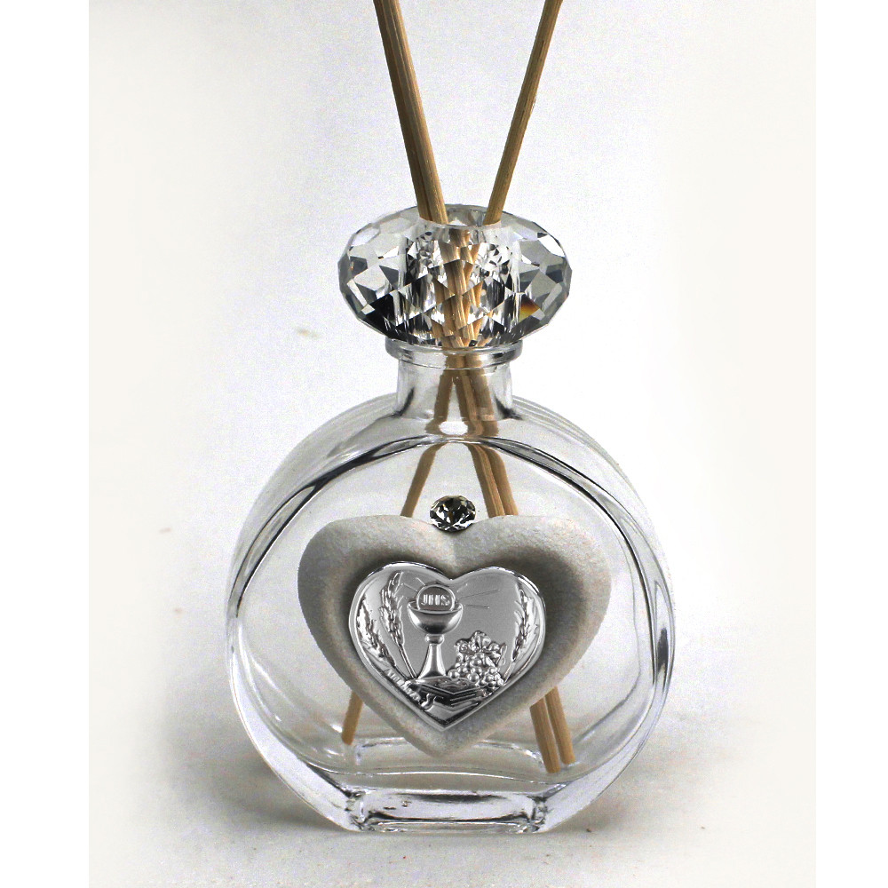 Profumatore in Cristallo con Cuore Calice della Prima Comunione Diffusore per Ambienti Profumo