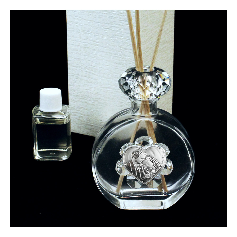 Profumatore in Cristallo con Cuore Sacra Famiglia Diffusore per Ambienti Profumo