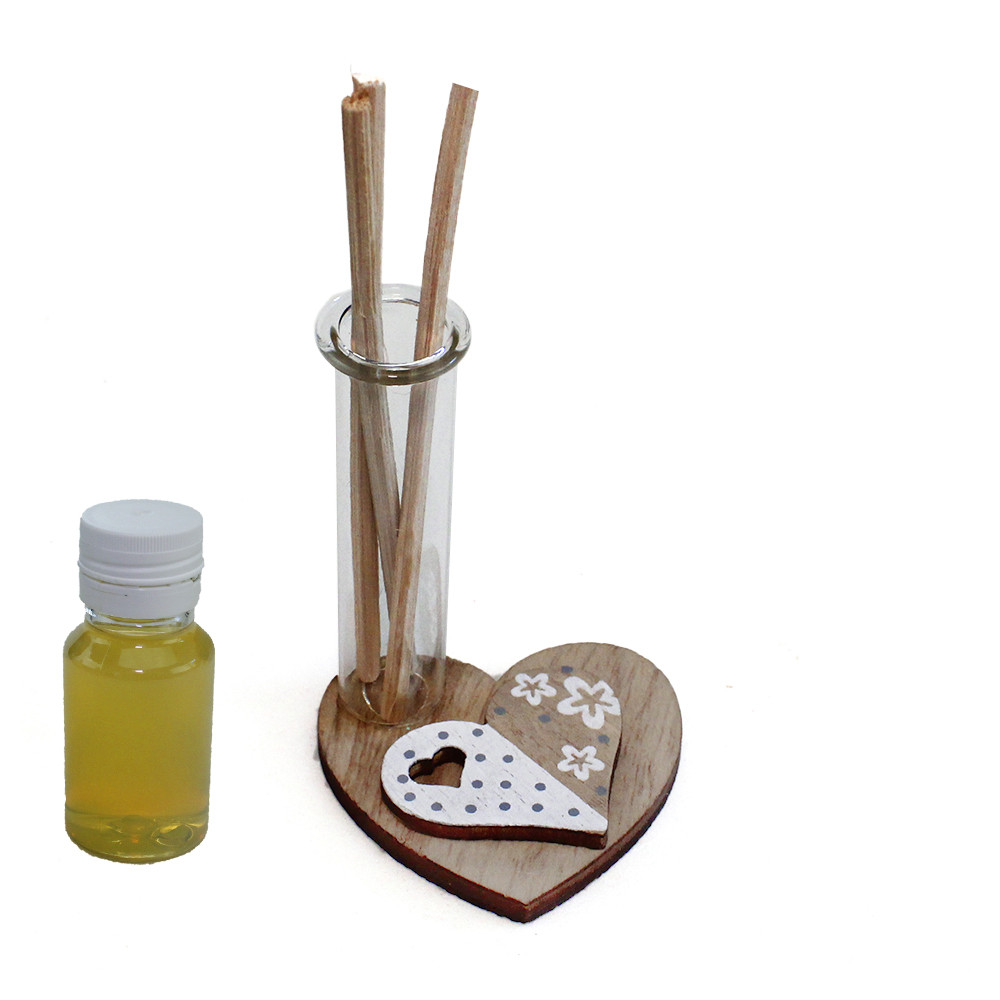 Profumatore in legno con Cuore Cuoricino Bianco Nozze Comunione Nascita Compleanno Diffusore Ambienti