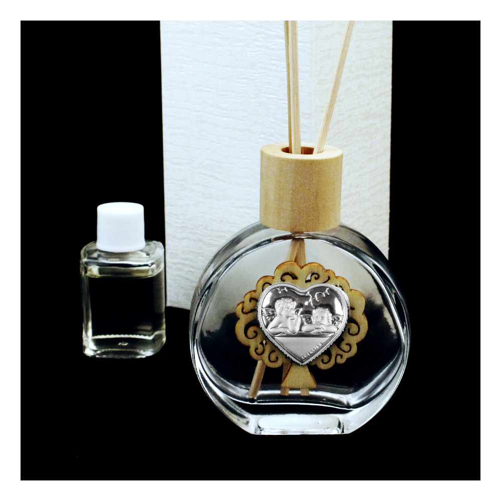 Profumatore in Vetro con Cuore Albero della Vita e Angeli Puttini Nozze Matrimonio Diffusore per Ambienti Profumo